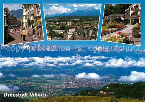 AK / Ansichtskarte Villach Kaernten Fussgaengerzone Hauptplatz Mittagskogel Julische Alpen Kat. Villach