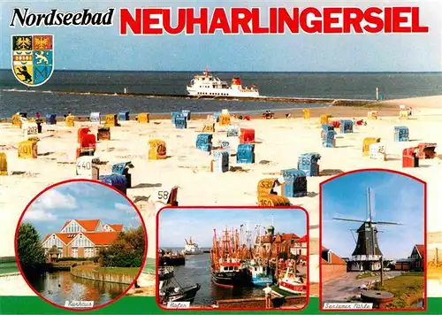 AK / Ansichtskarte Neuharlingersiel Kurhaus Hafen Seriemer Muehle Kat. Neuharlingersiel