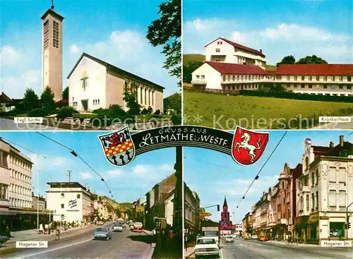 AK / Ansichtskarte Letmathe Oestrich Evangelische Kirche Krankenhaus Hagener Strasse  Kat. Iserlohn