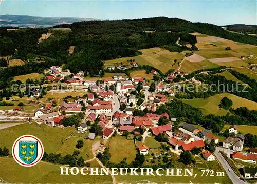 AK / Ansichtskarte Hochneukirchen Gschaidt Fliegeraufnahme Wehrkirche Wappen Kat. Hochneukirchen Gschaidt