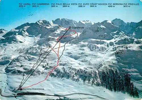 AK / Ansichtskarte Diavolezza Panorama Skigebiet Alpen Fliegeraufnahme Kat. Diavolezza
