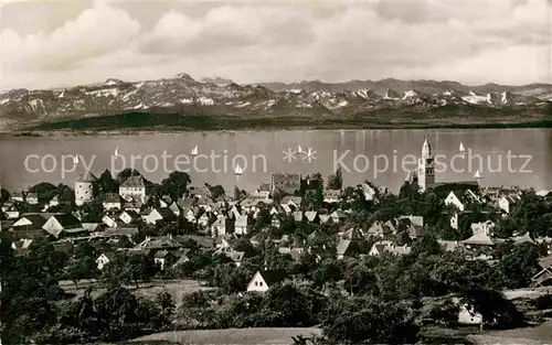 AK / Ansichtskarte ueberlingen Bodensee Panorama mit Schweizer Alpen Kat. ueberlingen