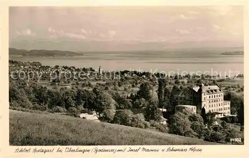 AK / Ansichtskarte ueberlingen Bodensee Schloss Spetzgart mit Insel Mainau und Schweizer Alpen Kat. ueberlingen