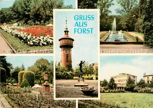 AK / Ansichtskarte Forst Lausitz Rosengarten Wasserturm Konsum Warenhaus Kat. Forst Lausitz