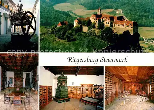 AK / Ansichtskarte Riegersburg Fliegeraufnahme Burg Kaminzimmer Saal  Kat. Riegersburg