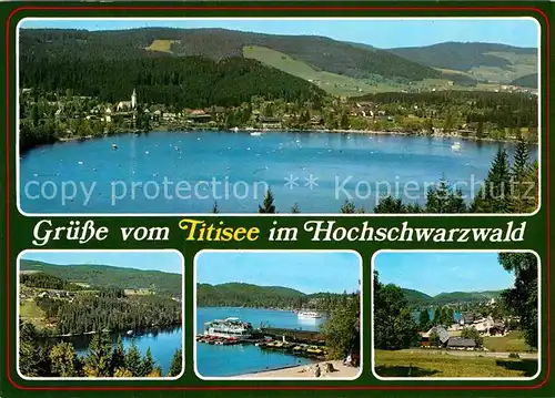 AK / Ansichtskarte Titisee Panorama Blick ueber den See Bootsanleger Feldberg Schwarzwald Kat. Titisee Neustadt