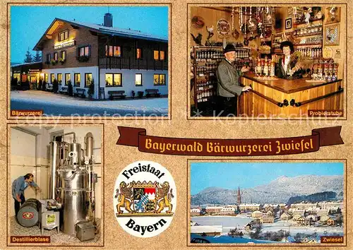 AK / Ansichtskarte Zwiesel Niederbayern Bayerwald Baerwurzerei Destillierblase Probierstube  Kat. Zwiesel