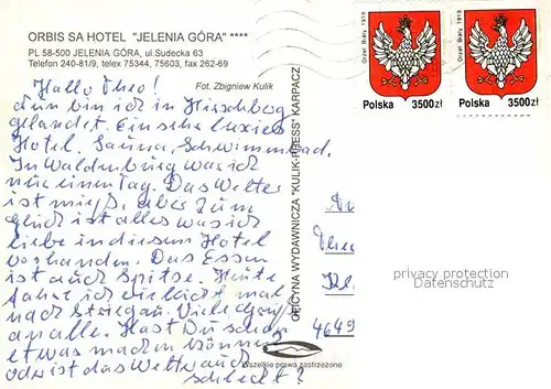 AK / Ansichtskarte Jelenia Gora Hirschberg Schlesien Orbis Hotel