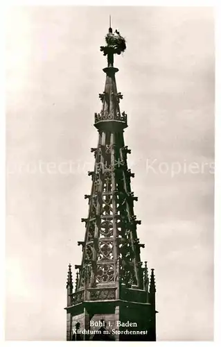 AK / Ansichtskarte Buehl Baden Kirchturm mit Storchennest Kat. Buehl