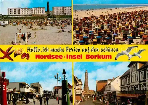 AK / Ansichtskarte Borkum Nordseebad Strand Promenade Leuchtturm  Kat. Borkum