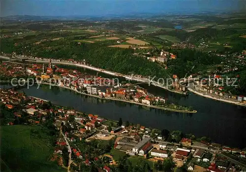 AK / Ansichtskarte Passau Fliegeraufnahme Zusammenfluss Donau Inn Ilz  Kat. Passau