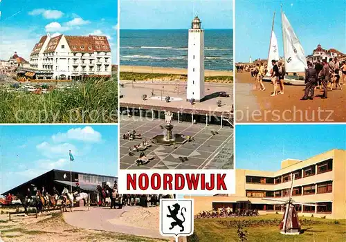 AK / Ansichtskarte Noordwijk aan Zee  Palace Hotel Leuchtturm Strand Reiten Pferdesport Kat. Noordwijk