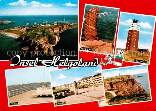AK / Ansichtskarte Insel Helgoland Fliegeraufnahme Lange Anne Felsen Leuchtturm Strand Reede Stempel 150 Jahre Nordseeheilbad Kat. Helgoland