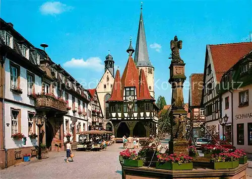 AK / Ansichtskarte Michelstadt Marktplatz mit historischem Rathaus 15. Jhdt. Kat. Michelstadt