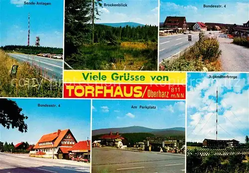 AK / Ansichtskarte Torfhaus Harz Sendeanlagen Brockenblick Bundesstrasse Jugendherberge Parkplatz Kat. Altenau