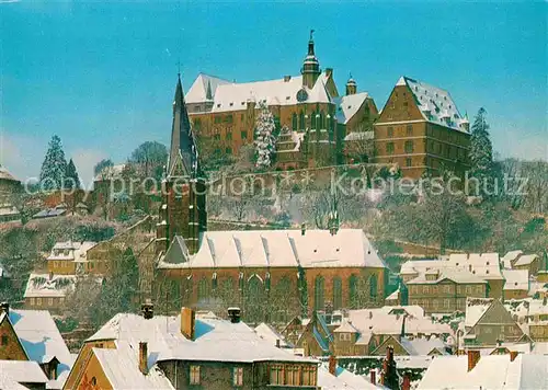 AK / Ansichtskarte Marburg Lahn Altstadt Kirche Schloss im Winter Kat. Marburg