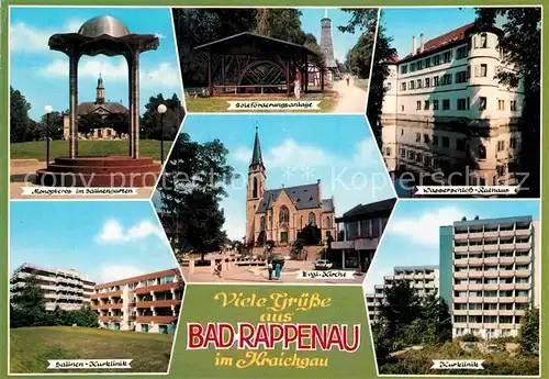 AK / Ansichtskarte Bad Rappenau Monopteros im Salinengarten Solefoerderungsanlage Wasserschloss Rathaus Kurklinik Kirche Kat. Bad Rappenau