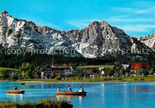 AK / Ansichtskarte Seefeld Tirol mit Wettersteingebirge Bootfahren Kat. Seefeld in Tirol