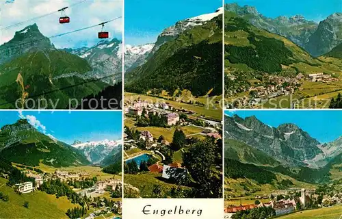 AK / Ansichtskarte Engelberg OW Gesamtansicht mit Alpenpanorama Bergbahn Kat. Engelberg