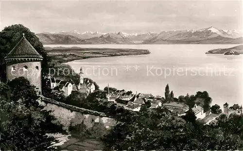 AK / Ansichtskarte ueberlingen Bodensee Panorama Alpen Kat. ueberlingen