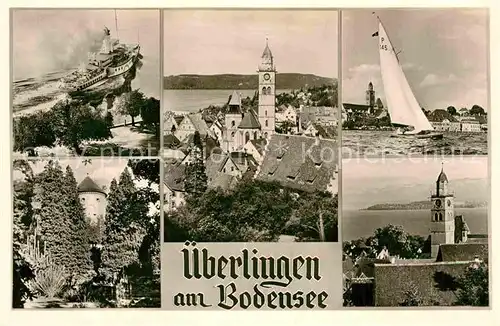 AK / Ansichtskarte ueberlingen Bodensee Muenster Faehrschiff Segelboot Kat. ueberlingen