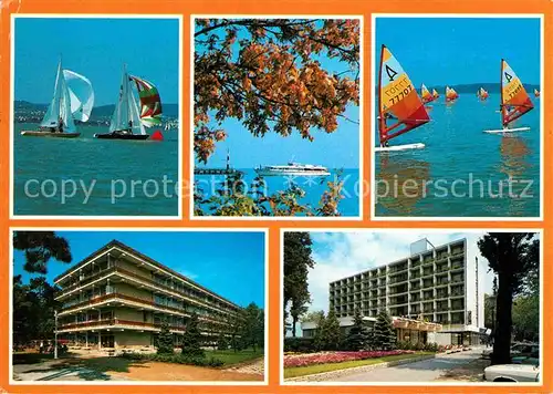 AK / Ansichtskarte Balaton Plattensee See Hotel Surfer Personenschiff Kat. Ungarn