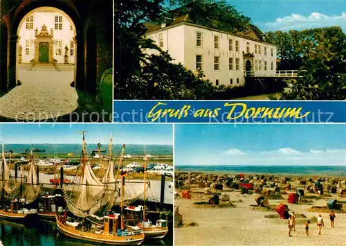 AK / Ansichtskarte Dornum Ostfriesland Hafen Strand Schloss Kat. Dornum