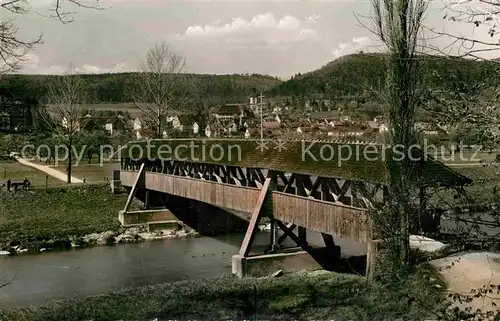 AK / Ansichtskarte Tiengen Waldshut Holzbruecke an der Wutach Kat. Waldshut Tiengen