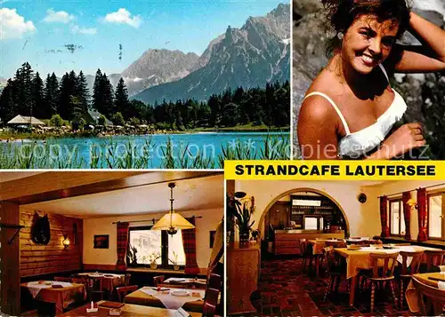 AK / Ansichtskarte Mittenwald Bayern Strandcafe Restaurant Lautersee  Kat. Mittenwald