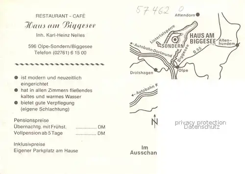 AK / Ansichtskarte Sondern Biggesee Restaurant Cafe Haus am Biggesee Kat. Olpe