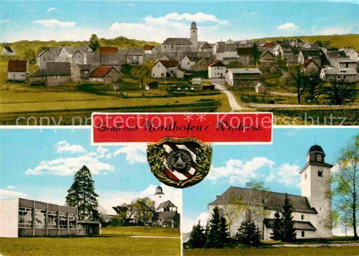 AK / Ansichtskarte Nordhofen Westerwald Panorama Kirche Kat. Nordhofen
