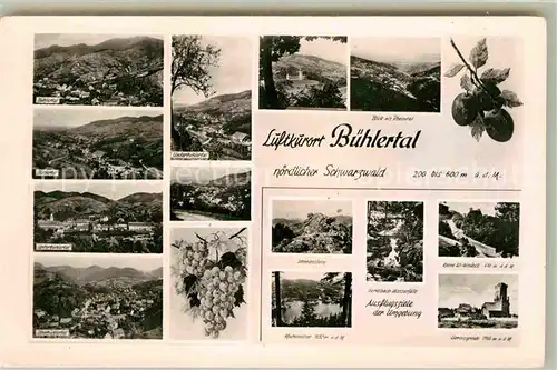 AK / Ansichtskarte Buehlertal Panorama Ober und Unterbuehlertal Rheintal Immenstein Mummelsee Gertelbach Wasserfaelle Ruine Alt Windeck Hornisgrindeturm Kat. Buehlertal