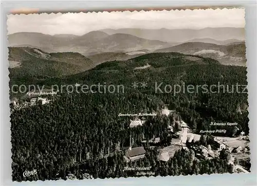 AK / Ansichtskarte Baden Baden Kurhaus und Sanatorium Buehlerhoehe Kurhaus Plaettig St Antonius Kapelle Kirche Maria Frieden Fliegeraufnahme Kat. Baden Baden