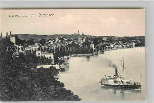 AK / Ansichtskarte ueberlingen Bodensee Panorama Faehrschiff Kat. ueberlingen