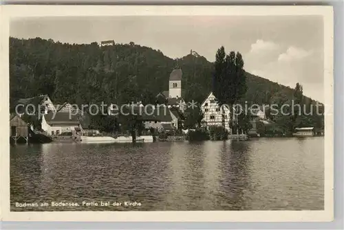 AK / Ansichtskarte Bodman Bodensee Kirche Ruine Panorama