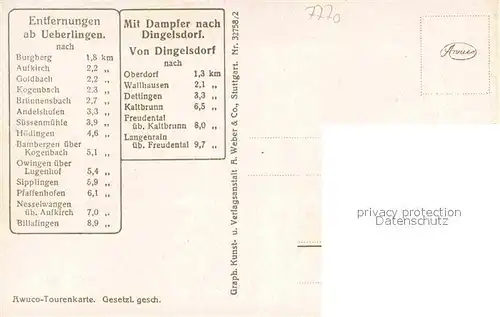 AK / Ansichtskarte ueberlingen Bodensee Tourenkarte Dingelsdorf Kat. ueberlingen