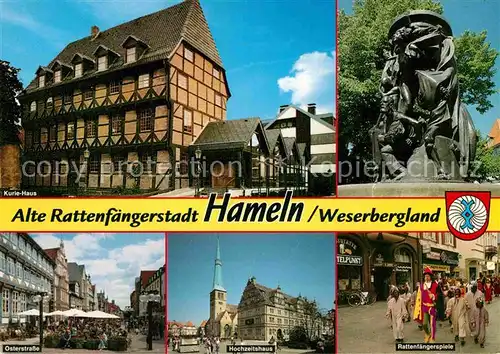 AK / Ansichtskarte Hameln Weser Rattenfaengerstadt Spiel Kurie Haus Osterstrsse Hochzeitshaus
