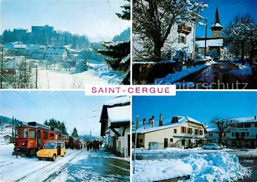 AK / Ansichtskarte Saint Cergue VD Teilansicht Bahnhof Kirche Gasthaus