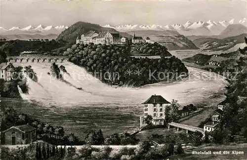 AK / Ansichtskarte Neuhausen Rheinfall Rheinfall mit Schloesschen Woerth Kat. Schaffhausen