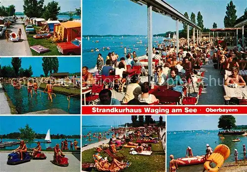 AK / Ansichtskarte Waging See Campingplatz Kneippanlage Miniscooter Strandkurhaus Terrasse Liegewiese Strand Kat. Waging a.See