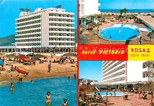 AK / Ansichtskarte Rosas Costa Brava Cataluna Hotel Victoria Strand Swimmingpool Kat. Alt Emporda