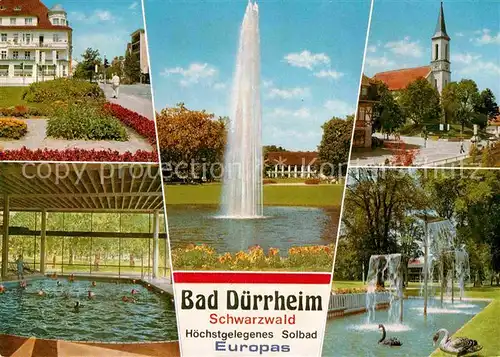AK / Ansichtskarte Bad Duerrheim Solbad Kurhaus Fontaene Kirche Schwanenteich Kat. Bad Duerrheim