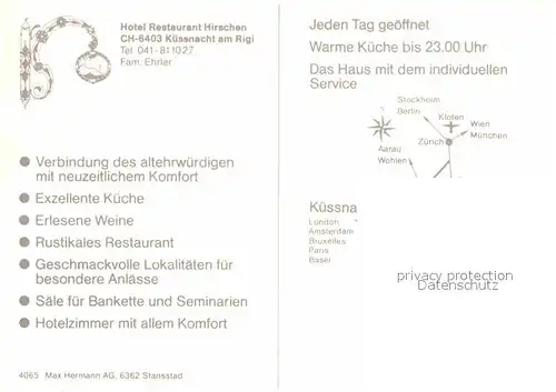 AK / Ansichtskarte Kuessnacht Hotel Restaurant Hirschen  Kat. Kuessnacht