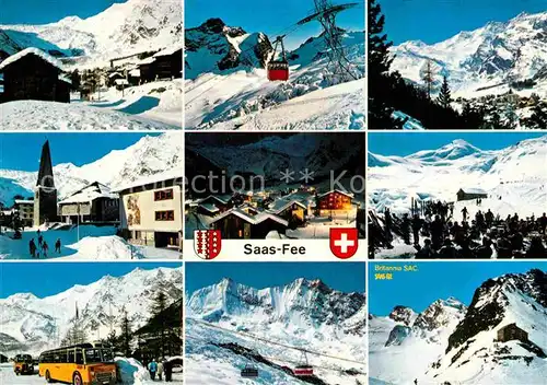 AK / Ansichtskarte Saas Fee Teilansichten Wintersportplatz Walliser Alpen Bergbahn Kat. Saas Fee