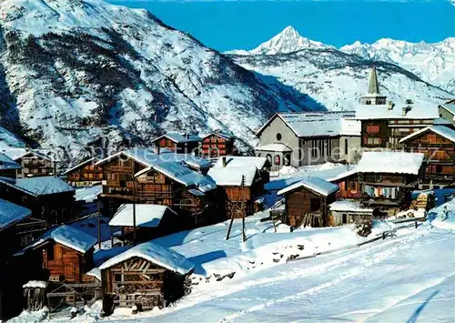 AK / Ansichtskarte Graechen VS Teilansicht Wintersportplatz mit Bietschhorn Walliser Alpen Kat. Graechen