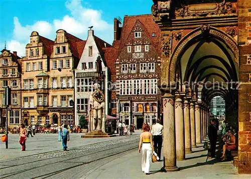 AK / Ansichtskarte Bremen Marktplatz mit Roland Rathaus Arkaden Kat. Bremen