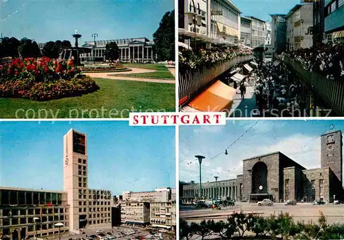 AK / Ansichtskarte Stuttgart Schlossplatz Schulstrasse Rathaus Hauptbahnhof Kat. Stuttgart