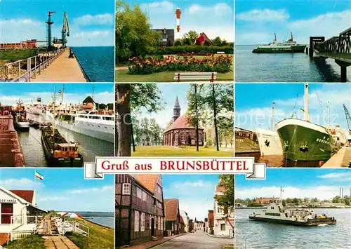 AK / Ansichtskarte Brunsbuettel Hafen Kirche Ortspartie Bruecke Kat. Brunsbuettel