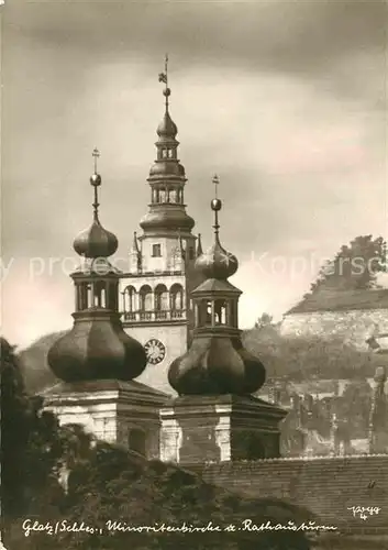 AK / Ansichtskarte Glatz Niederschlesien Kirche mit Rathausturm Kat. Klodzko