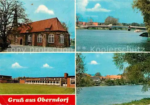 AK / Ansichtskarte Oberndorf Oste Kirche Schule Partie an der Oste Kat. Oberndorf